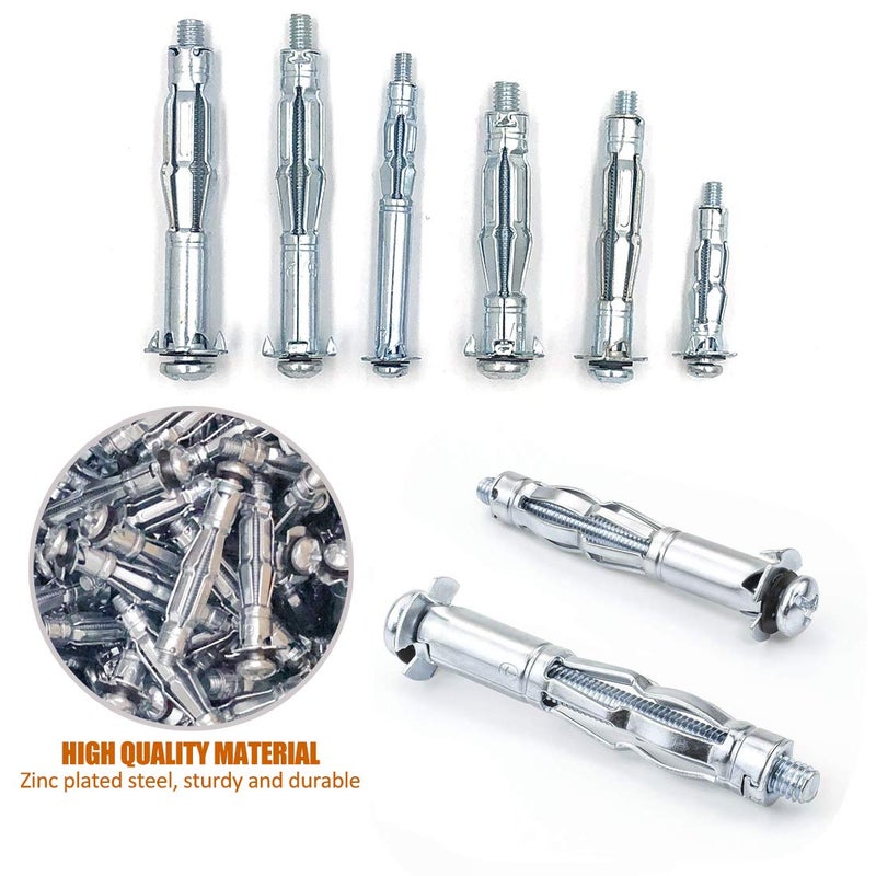 ISPINNER 20pcs M4x32mm Zinc Plated Steel Molly Bolt Hollow Drive Wall Anchor Screws for Drywall, Plaster and Tile - Image 3